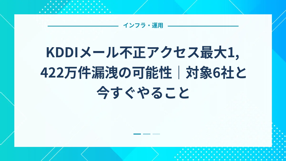 KDDIメール不正アクセス最大1,422万件漏洩の可能性｜対象6社と今すぐやること